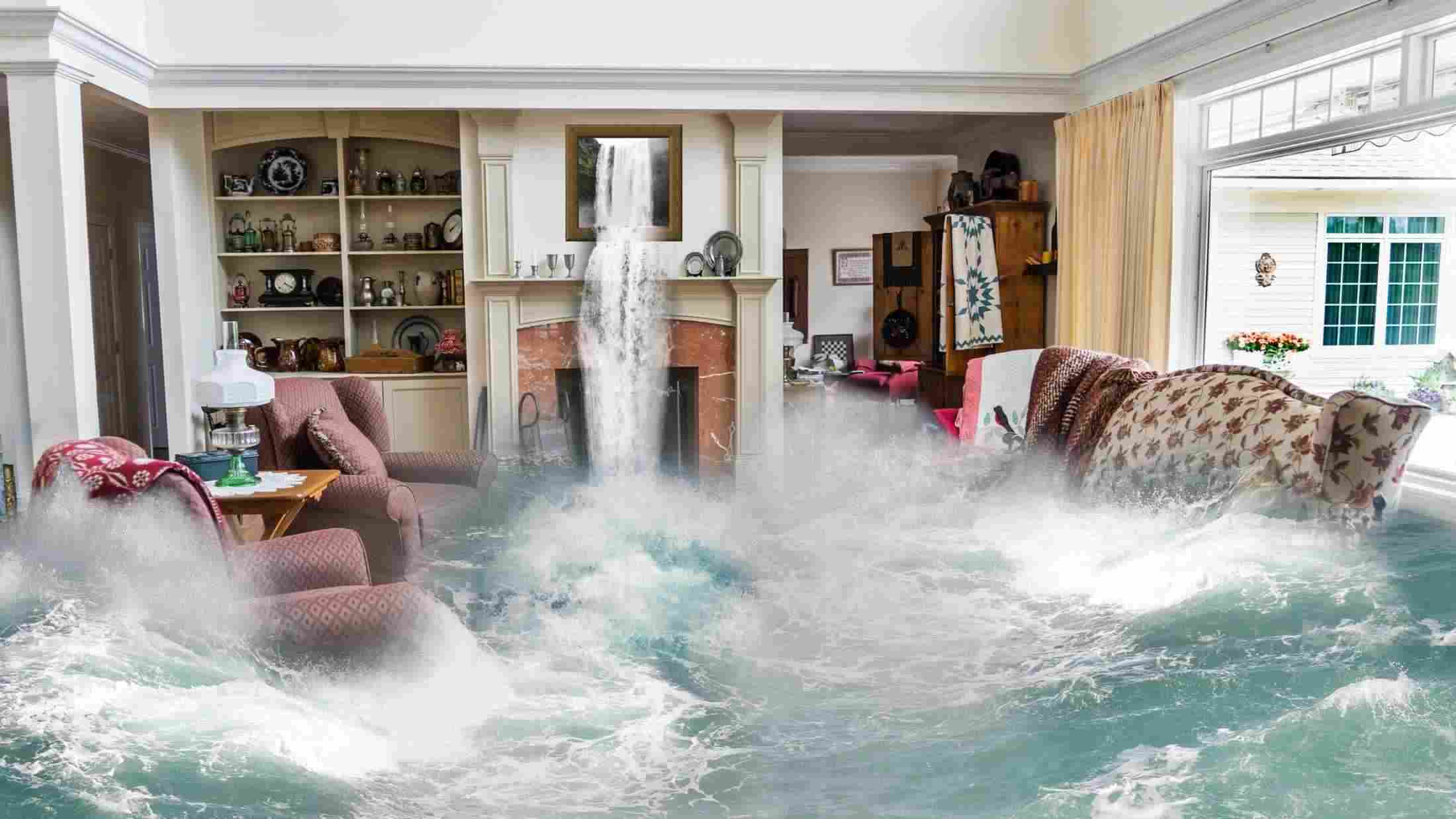 Flooded living room