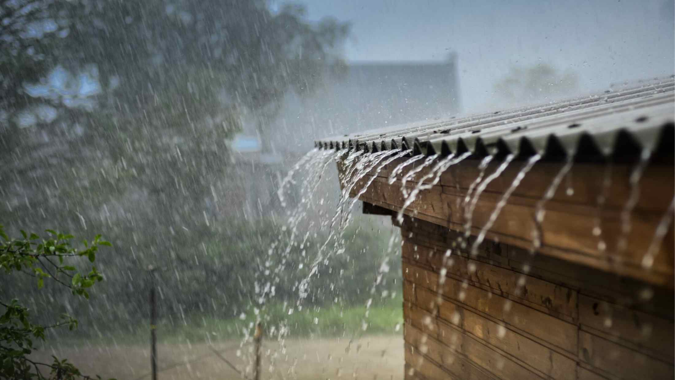 Rain falling on to a roof